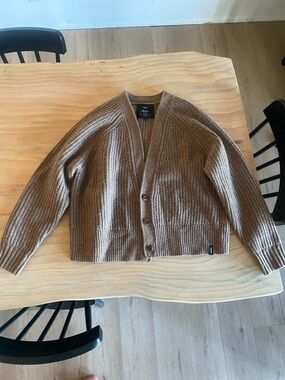 Finisterre Brown wool Button-Front Women's Cardigan Sweater medium/12